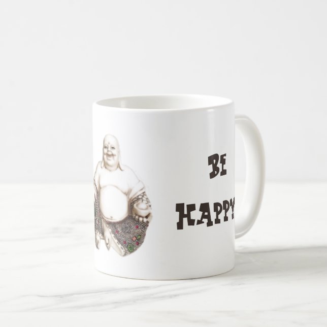 Caneca De Café Boa sorte de riso feliz Buddha (Frente Esquerda)