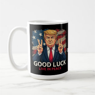 Caneca De Café Boa Sorte Viva Em Paz Presente Cômico Citação Patr