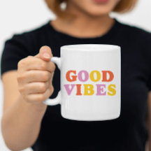 Boa vibração, colorida tipografia moderna Mug