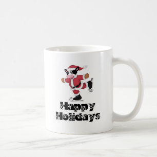 Caneca De Café Boas festas vaca de patinagem do papai noel