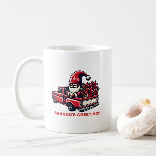 Caneca De Café Boas-Reuniões da Época Poinsettia Gnomo em Red Tru (Com Donut)