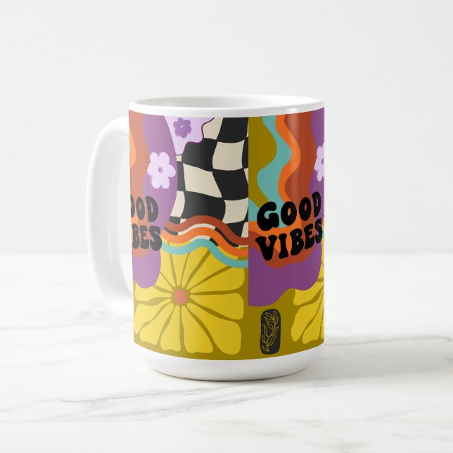 Caneca De Café Boas Vibrações - Dias Retrô (Frente Esquerda)