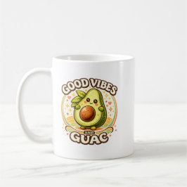 Caneca De Café Boas Vibrações E Guac Abacate Retro Fofo Aes