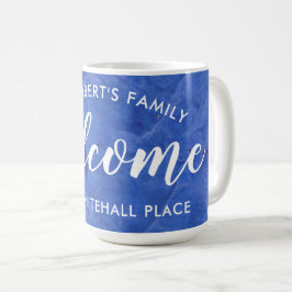 Caneca De Café Boas-vindas à Família Azul Marinho Moderno