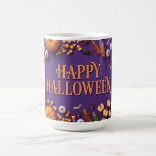 Caneca De Café Boas Vindas de Dia das Bruxas em Roxo