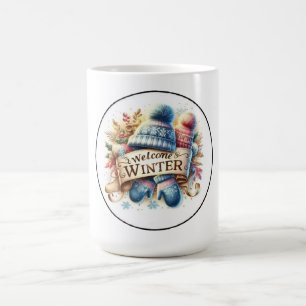 Caneca De Café Boas-vindas Gorro e Luvas de Tricô Aconchegantes d
