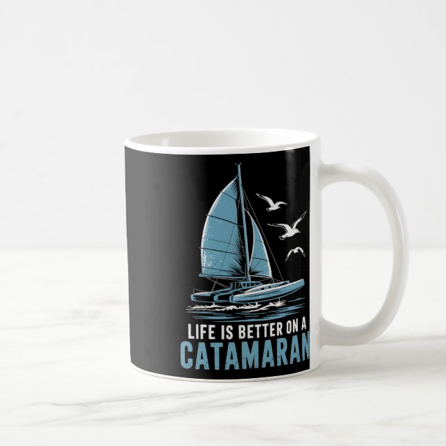 Caneca De Café Boat Sailing Boating Sailor Catamaran Sailing  (Direita)