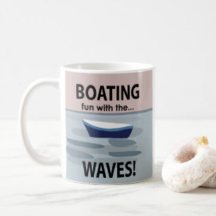 Caneca De Café Boats Barco Navegando Divertido Com Barcos De Onda