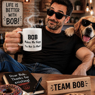 Caneca De Café Bob Me Faz Feliz Presente Personalizado Nome