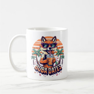 Caneca De Café Boba Dates Trendy Legal Fox Bebendo Boba Tea