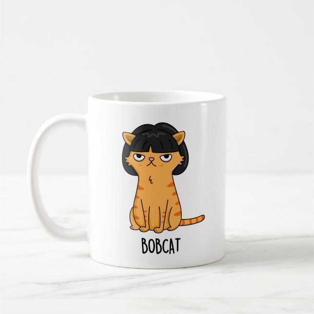Caneca De Café Bobcat Funny Cat Bob Hair Pun (Esquerda)