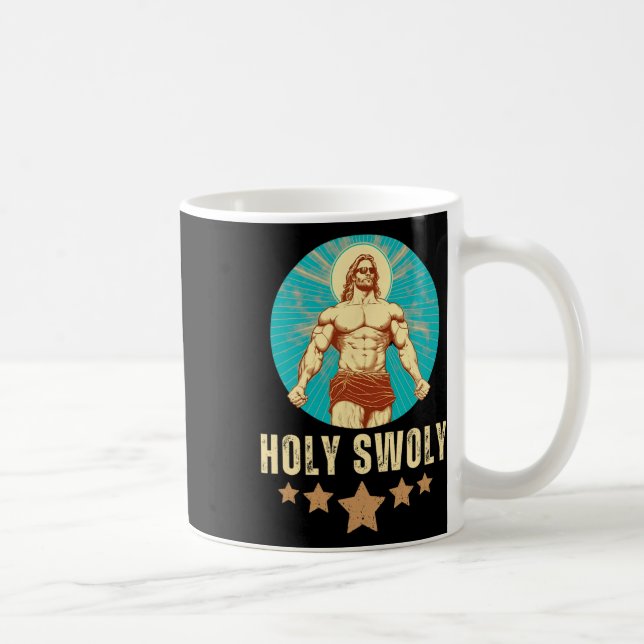 Caneca De Café Bodybuilding Jesus Fitness Holy Swoly Funny Gym  (Direita)