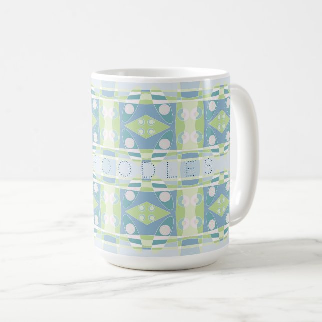 Caneca De Café Bohemian Chintz 20 Pastel Verde Azul Rosa (Frente Esquerda)