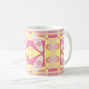 Caneca De Café Bohemian Chintz 24 Bubblegum Amarelo Rosa