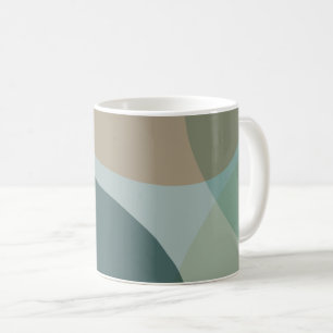 Caneca De Café Boho Abstrato Geométrico Formas Azul e Amarelo