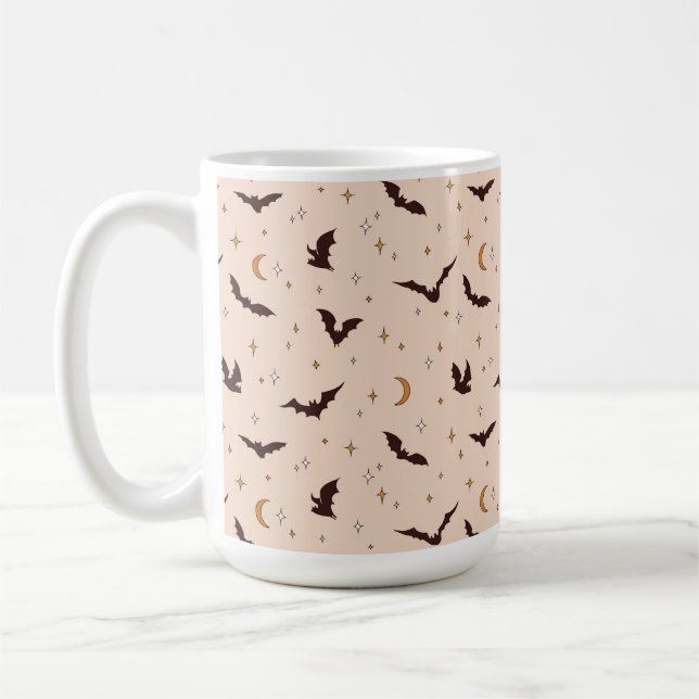Caneca De Café Boho Bats e Stars Halloween (Esquerda)
