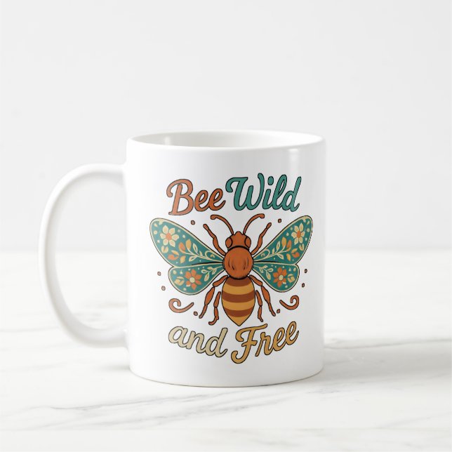 Caneca De Café Boho Bee Wild e Free Floral (Esquerda)