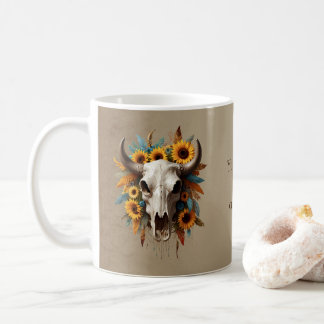 Caneca De Café Boho Chic Watercolor Cura De Penas De Girassol