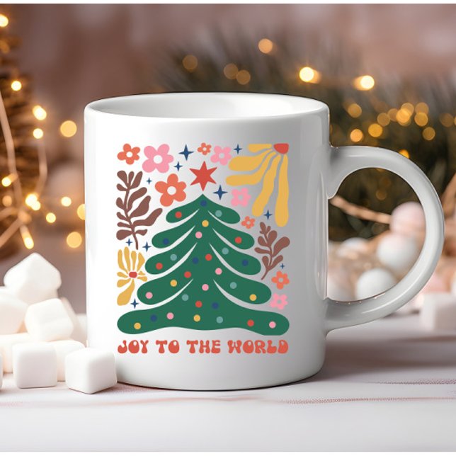 Caneca De Café Boho Christmas Joy to the World (Criador carregado)