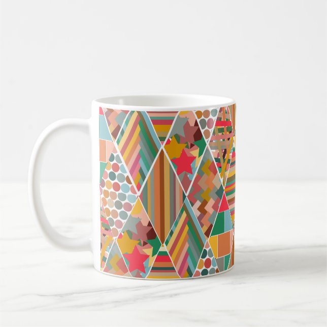 Caneca De Café Boho Crazy Quilt Coffee Mug (Esquerda)