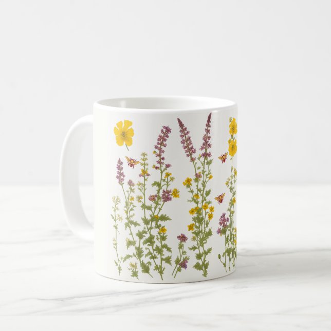 Caneca De Café Boho English wilflower best vovô de sempre (Frente Esquerda)