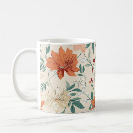 Caneca De Café Boho estilo flores padrão cores claras