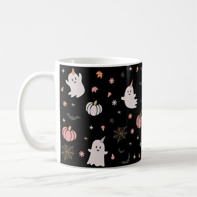 Caneca De Café Boho Fall Spooky Ghost Halloween (Esquerda)