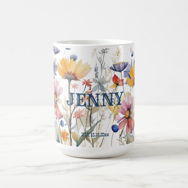 Caneca De Café Boho Fall Wildflower Bridesmaid Gift Personalizado (Centro)