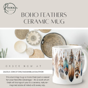 Caneca De Café Boho Feather Cerâmica Mug