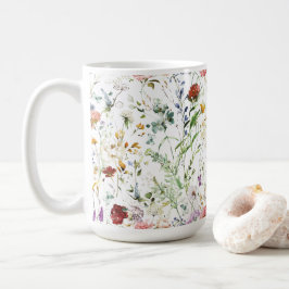Caneca De Café Boho Flor Silvestre Aquarela Primavera Flor