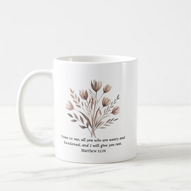 Caneca De Café Boho Floral Christian Cerâmica Mug (Esquerda)