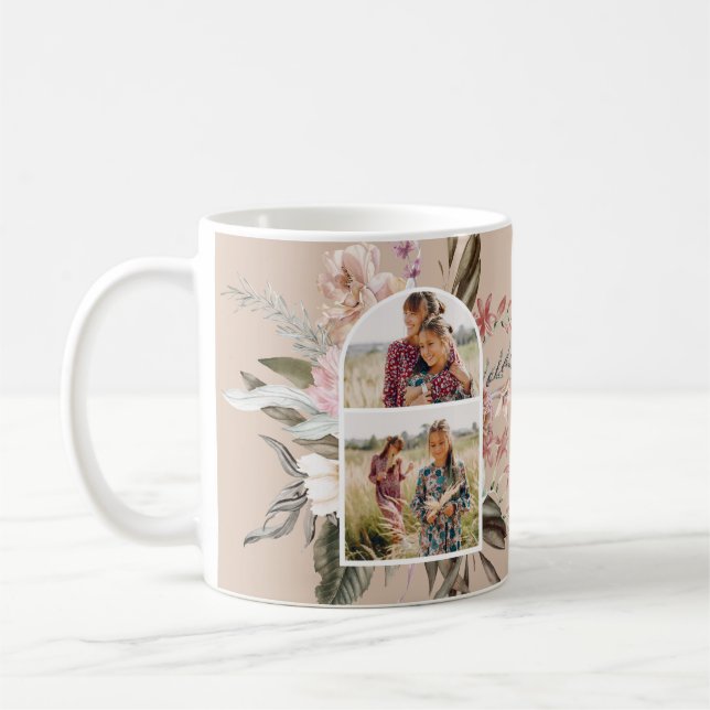 Caneca De Café Boho Floral e Greenery Foto (Esquerda)