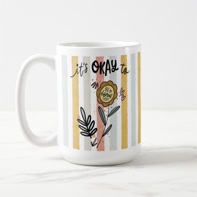 Caneca De Café Boho Floral É Okay Ser Diferente (Esquerda)