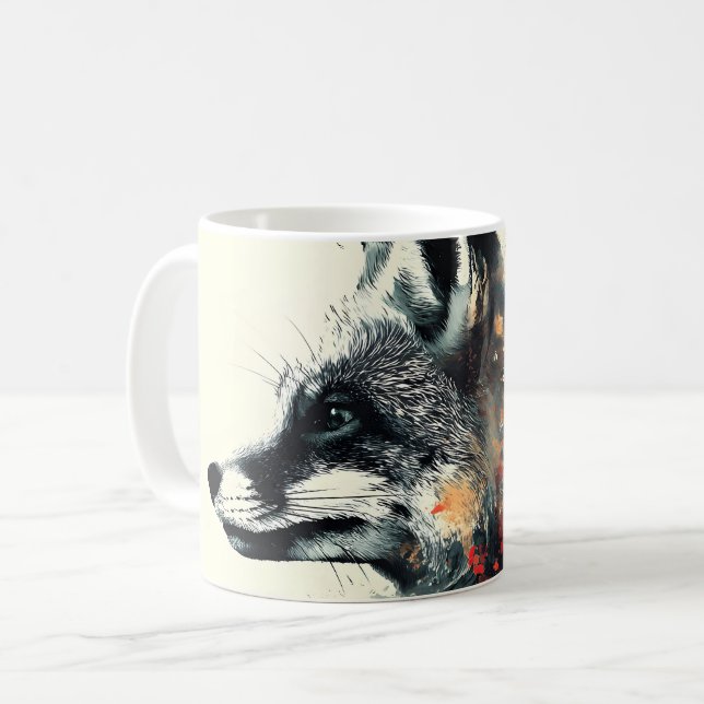 Caneca De Café Boho Floral Fox Willife Nature (Frente Esquerda)