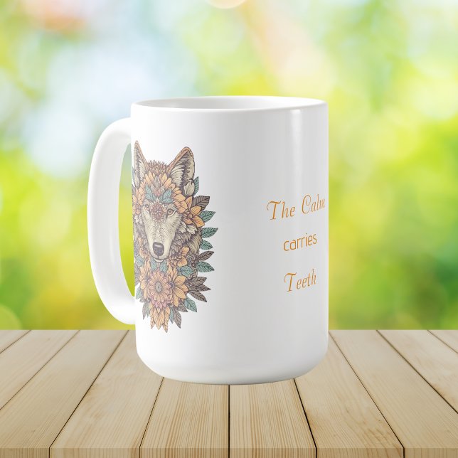 Caneca De Café Boho Floral Lobo Arte Psicodélico  (Criador carregado)