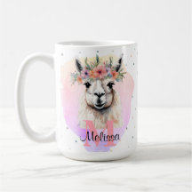 Boho Floral Wildflower Llama Bonito Animal Rosa