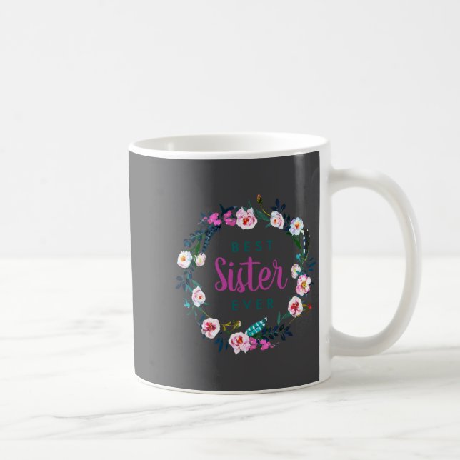 Caneca De Café Boho Floral Wreath Sister Ever  (Direita)
