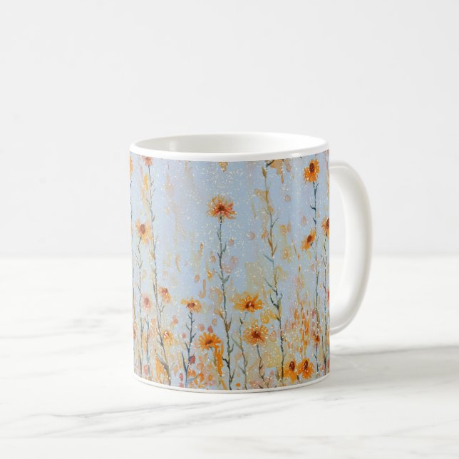 Caneca De Café Boho Flores Silvestres Vintage (Frente Esquerda)