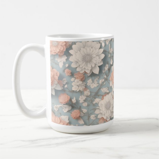 Caneca De Café Boho Flower Design 15 oz Classic Mug (Esquerda)