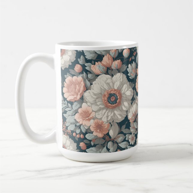 Caneca De Café Boho Flower Design 15 oz Classic Mug (Esquerda)