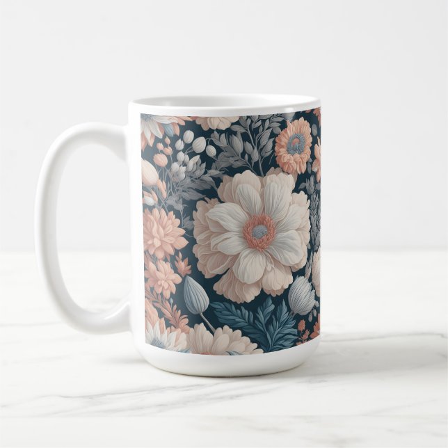 Caneca De Café Boho Flowers Design de 15 oz Classic Mug (Esquerda)