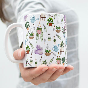 Caneca De Café Boho Green - Padrão de Planta de Café Mug