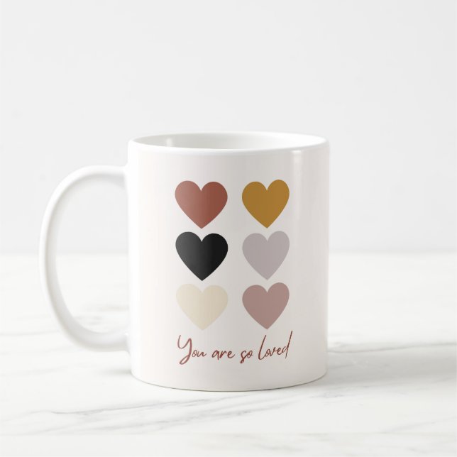 Caneca De Café Boho Hearts Adora Uma Citação Positiva Que Você É  (Esquerda)