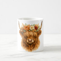Boho Highland Cow Almofada de Arremesso com Coroa