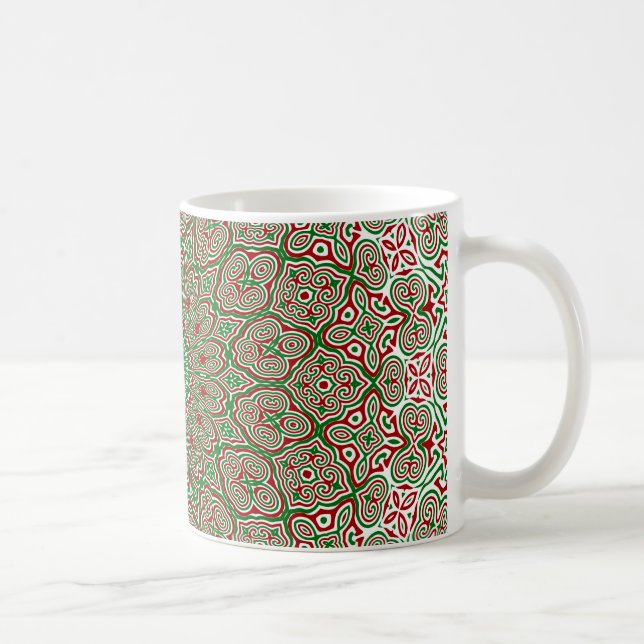 Caneca De Café Boho Hippie Funky Trippy Ornate Mandala de Natal  (Direita)