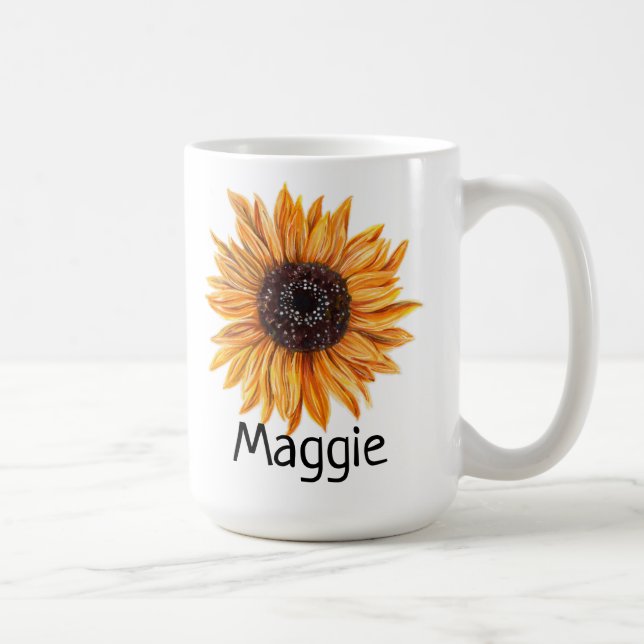 Caneca De Café Boho LEFT Design Sunflower Mug (Direita)