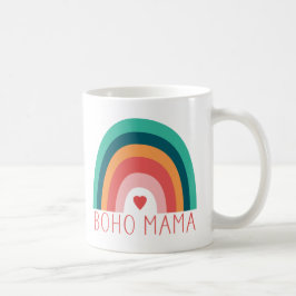 Caneca De Café Boho Mama Arco-íris Moderno Cores Brilhantes Tendê