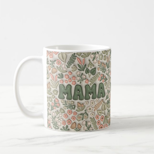 Caneca De Café Boho Mama Inflado 3D (Esquerda)