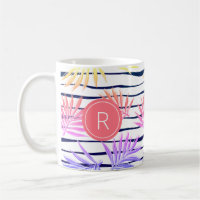 Boho Palm Strike Patterno Monograma Café Mug
