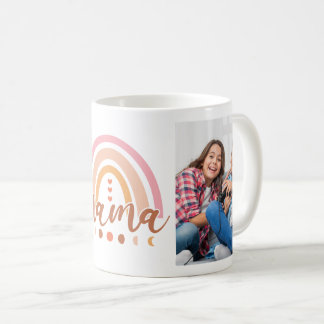 Caneca De Café Boho Rainbow Moon Phase Mama 2 Fotos